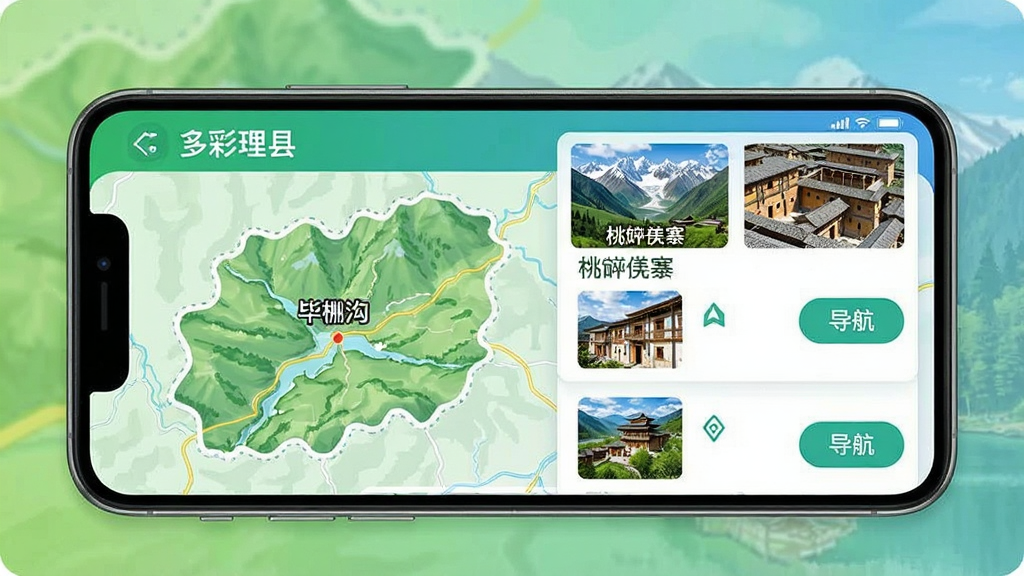һ��չʾ��������ء�APP���ε������ܵ�ͼƬ�������������ֻ���Ļ����Ļ����ʾ�����صľ�����ͼ�;����б����С����﹵��������ƺǼկ�������ƣ��Ա����о����ķ羰Сͼ�͡���������ť��������������Ȼ������ɫ����ɫΪ��ɫ���������������ɾ����޶���Ԫ�ء�
