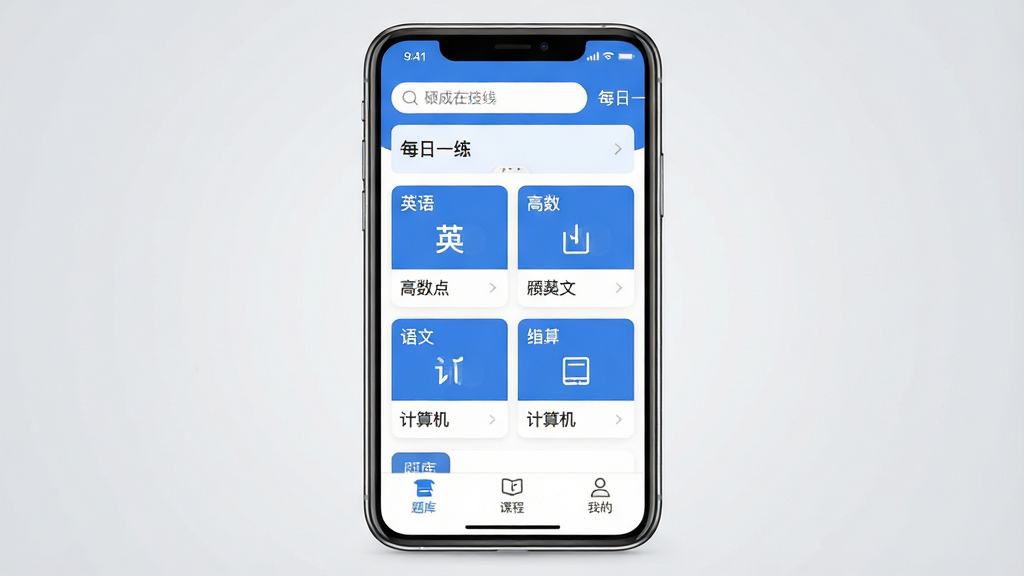 һ��չʾ˶������APP��������ֻ�����ͼ�������������ֻ���Ļ����Ļ����ʾ˶������APP��ҳ���������������ÿ��һ����ڣ��м��Ǹ���Ŀˢ��ģ�鿨Ƭ������Ӣ����������ġ�������ȣ��ײ�����⡢�γ̡��ҵ�����������ǩ��������ɫ����ɫ�Ͱ�ɫΪ�����������ˬ�����ʸɾ��޶���Ԫ�أ�����Ϊǳ��ɫ���䣬͹���ֻ���Ļ���ݡ�
