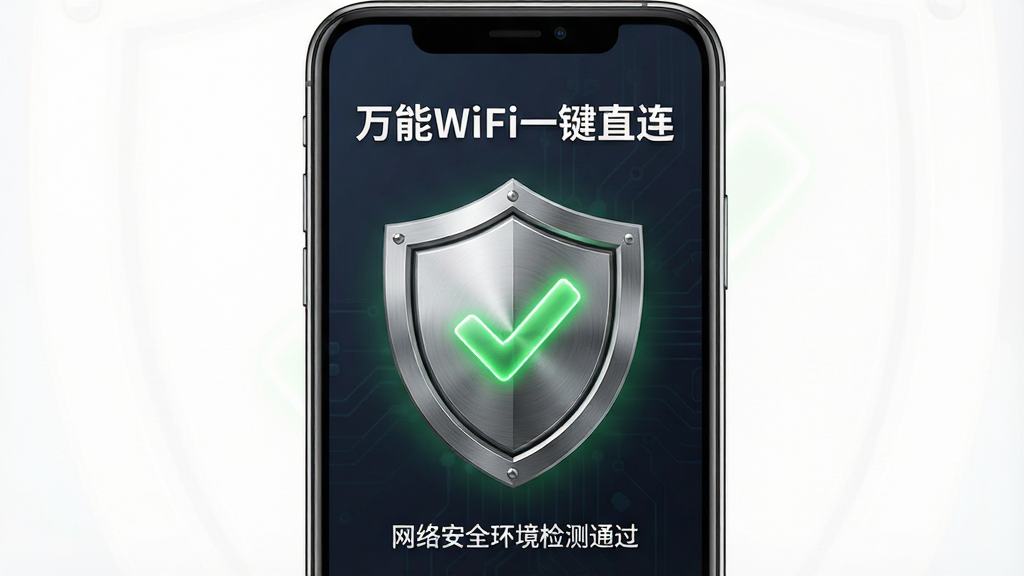 һ��չʾ������WiFiһ��ֱ������ȫ��⹦�ܵ���ͼ��ʾ�ʡ����壺һ�����ж���ͼ����ֻ���Ļ����������һ����ɫ�ĶԹ������֣��ֻ���Ļ���У�����ռ���Ӿ����ġ��Ű棺�����Ϸ���ʾ������WiFiһ��ֱ�������֣��·���ʾ�����簲ȫ�������ͨ������С�֡���񣺰�ȫ���ɿ�������Ƽ����ϸ�ڣ������н����ʸУ��Թ��з���Ч�������ʣ����壬�����������޶���װ�Ρ�