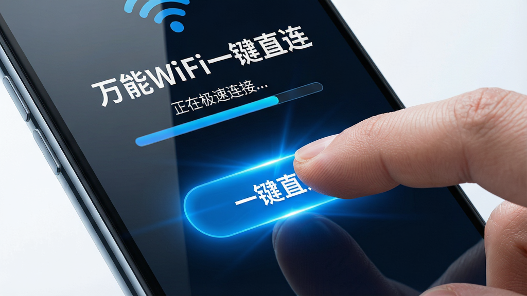 һ��չʾ������WiFiһ��ֱ�����������ӹ��ܵ���ͼ��ʾ�ʡ����壺һֻ��ָ��Ҫ����ֻ���Ļ�ϵġ�һ��ֱ������ť����ť������ɫ�Ĺ��Ρ����֣��ֻ���Ļ��д��ռ�ݻ������塣�Ű棺��Ļ�Ϸ���ʾ������WiFiһ��ֱ�����������·���ʾ�����ڼ�������...���Ľ���������񣺶��пƼ��磬������Ч��ϸ�ڣ���ָƤ��������������Ļ�����з����ʸС����ʣ�8K�ֱ��ʣ�����ͨ͸�������ұ�����