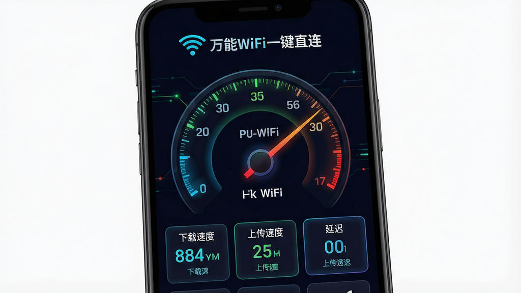 һ��չʾ������WiFiһ��ֱ����������ٽ������ͼ��ʾ�ʡ����壺�ֻ���Ļ����ʾ���Ǳ�����ʽ�Ĳ��ٽ����ָ��ָ��������򡣲��֣��Ǳ���ռ����Ļ���롣�Ű棺�����С�����WiFiһ��ֱ������Logo���Ǳ����·��С������ٶȡ������ϴ��ٶȡ������ӳ١��������ݿ�Ƭ��������ݿ��ӻ������ɫ�������޺�ɫ���ݡ�ϸ�ڣ��Ǳ��̶̿����������������ָС����ʣ����壬�������࣬������������