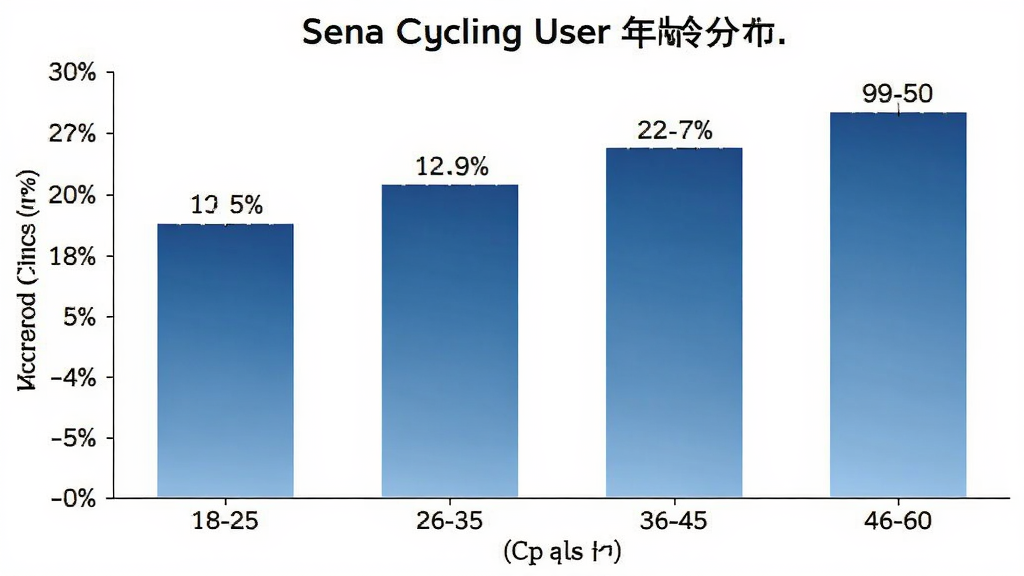 һ��չʾSena Cycling�û�����ֲ�����״ͼ������Ϊ�����18-25��26-35��36-45��46-60������Ϊ�û�ռ�Ȱٷֱȣ���״ͼ��ɫΪ��ɫ���䣬ÿ�������Ϸ���ע����ٷֱ����֣���������ɫ��������ݿ��ӻ���ϸ�����������������ǩ�����ʸɾ��޶���Ԫ�ء�