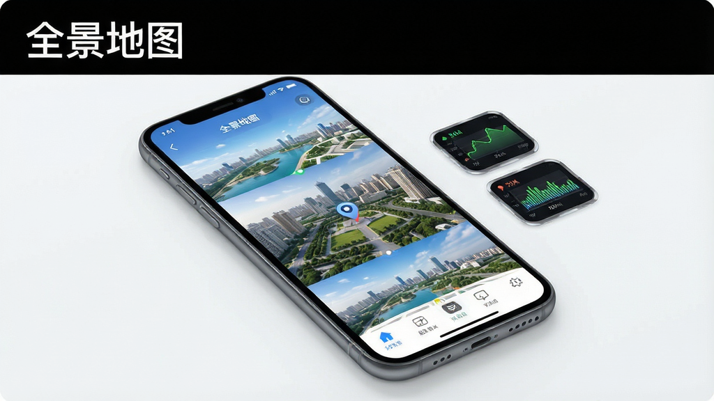 ȫ����ͼApp���ֻ��ϵ�����״̬չʾ��������ʾ�ֻ���Ļ��App�����л��������Ա������ܼ��Сͼ�꣬�����ɾ������Ƽ��У�ϸ�����������ʸɾ��޶���Ԫ�أ�ͼƬ�д����֡�ȫ����ͼ��