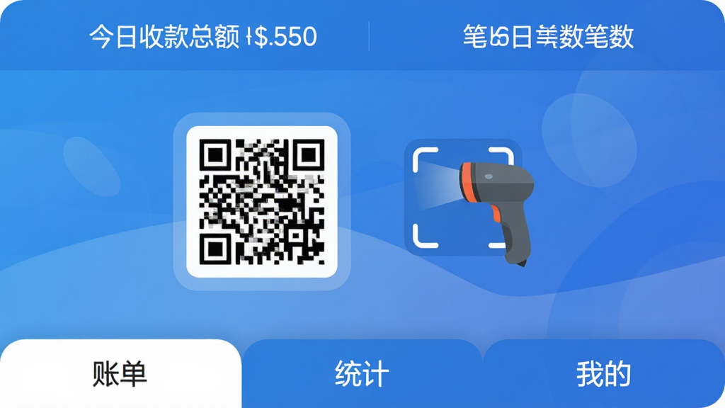 �������������棬��ɫ���䱳����������ʾ�����տ��ܶ�ͱ������м����տ��ά���ɨ��ǹͼ�꣬�ײ�Ϊ�˵���ͳ�ƺ��ҵ�����ѡ������岼�����������ֱ�ǩ��ȷ������ִ���ƽ��ϸ��Բ�󣬻��ʸɾ��޶���Ԫ��