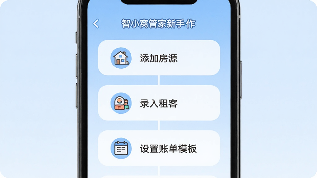 ��С�ѹܼ����ֲ����������棬�ֻ���Ļ��ʾ�ֲ��̳̣���һ�����ӷ�Դ���ڶ���¼����͡������������˵�ģ�壬ÿһ������Сͼ��ͼ������˵��������Ϊǳ��ɫ���䣬��������Ѻã����ʸɾ����޶���Ԫ��
