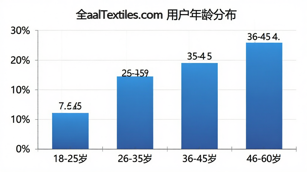 GlobalTextiles.com �û�����ֲ���״ͼ�������ǰ�ɫ������ͼ���������ע��18-25�ꡱ����26-35�ꡱ����36-45�ꡱ����46-60�ꡱ�������ע�ٷֱȣ���״ͼ��ʾ��26-35�ꡱ�͡�36-45�ꡱռ����ߣ����ּ�࣬�������ϸ����������ɫΪ��ɫ���䣬���ݱ�ǩ���������ʸɾ��޶���Ԫ�ء�