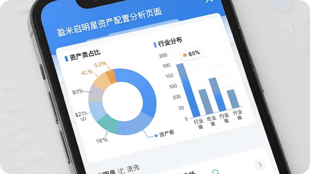 ӯ���������ʲ����÷���ҳ�棬����չʾ�ֻ���Ļ����Ļ����ʾһ��Բ��ͼ����״ͼ��Բ��ͼչʾ��ͬ�ʲ�����ռ�ȣ���״ͼչʾ��ҵ�ֲ�����������ɫ�Ͱ�ɫΪ����ͼ�����������רҵ�����ʸɾ����޶���Ԫ��