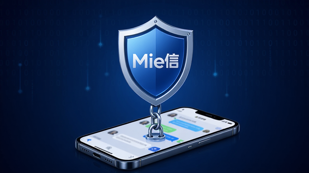 一个盾牌形状的安全图标悬浮在手机上方,盾牌中间有