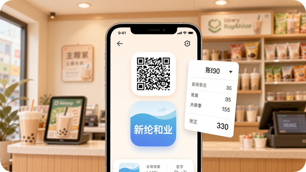 �ֻ���Ļ������չʾ�����ں�ҵ��App��ͼ��������棬��������ܰ�ı�������̲�곡���������������տ���������˵�Ʈ���ڿ��У�����ͻ�������־��У��Ű��࣬����ִ���ƽ����ϸ��Բ�󣬻��������ɾ����޶���Ԫ��