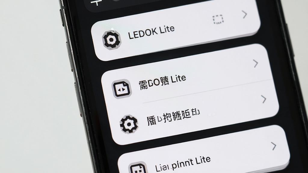 LEDOK Lite ���򹤾������дͼ������Ϊ�ֻ���Ļ�ϵĹ��������棬����Ϊ�������еĹ��ܿ�Ƭ��ÿ�ſ�Ƭ����ͼ������ֱ�ǩ���Ű����룬���Ϊ��ˬ��Լ�磬ϸ��ΪԲ�ǿ�Ƭ�������Ӱ�����ʸɾ����޶���Ԫ��