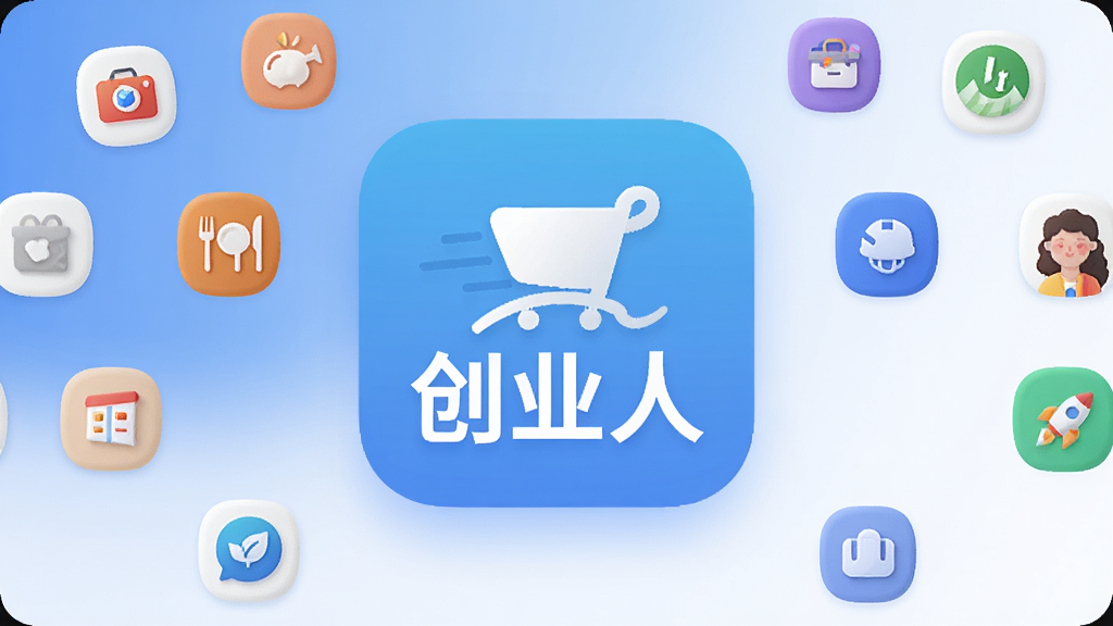 �ֻ�Ӧ�ý���չʾ������һ����Ŀ�ġ���ҵ�ˡ�APPͼ�꣬ͼ����Ƽ�࣬��Χ�����Ŵ�����ͬ��ҵ��΢��ͼ������̡��������Ƽ��ȣ���������͵����׽��䣬��������������ִ���ƽ��ϸ��Բ�󣬻��ʸɾ����޶���Ԫ��