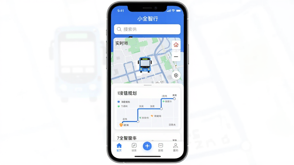 �ֻ���Ļ����չʾ��Сȫ���С�APP����ҳ���棬����������ɫ��Ϊ�����������������м���ʾʵʱ������ͼ��·�߹滮��Ƭ���ײ��е�������ť��������ִ������������ɾ����޶���Ԫ��