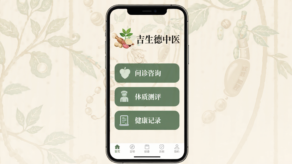�ֻ���Ļչʾ����������ҽ��App�����棬��������ҽ���Ĳ�ҩͼ��͡���������ҽ�����֣��м���������ѯ�����ʲ�����������¼������ť���ײ��ǵ������������ǵ��ŵ��׻�ɫ��ҽ����������ɾ����࣬����ִ���Լ�������������޶���Ԫ��