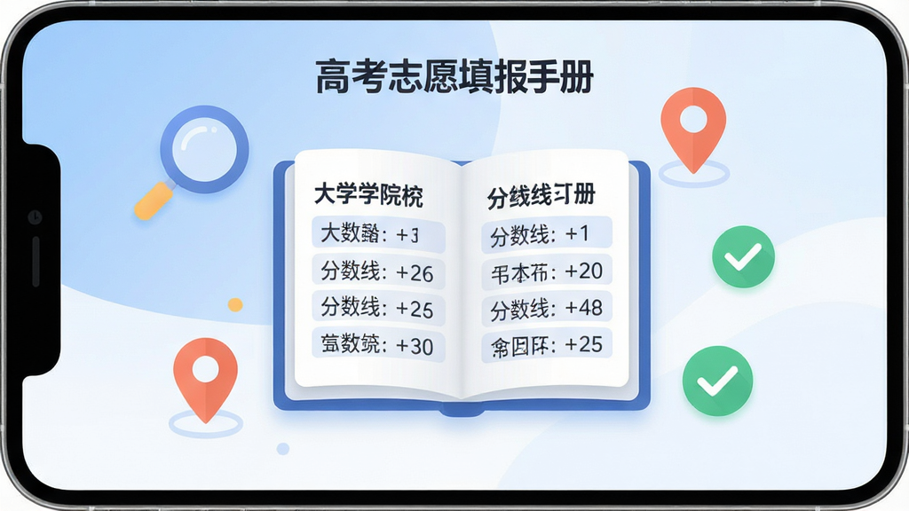 һ�ż����ˬ���ֻ�Ӧ�ý����ͼ����������չʾ��һ�������ĵ����ֲᣬ�ֲ�ҳ������ʾ�Ŵ�ѧԺУ���ƺͷ��������ݣ���Χ�����ŷŴ󾵡���λͼ��͹�ѡ��ǵ�Ԫ�أ���������͵����׽��䣬����ִ���ƽ��ϸ��Բ�󣬻��ʸɾ����޶���Ԫ�أ�ͼƬ�д��С��߿�־Ը��ֲᡱ����