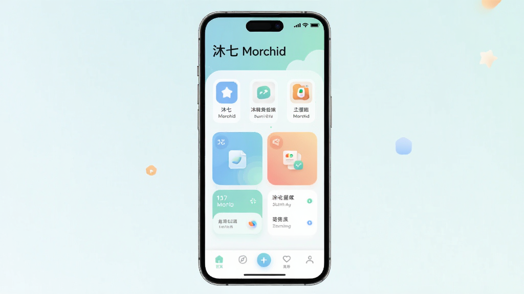 һ��չʾ���� MorchidӦ�������ò��ͼƬ���������ֻ���Ļ����ʾ���� Morchid�������棬���ּ��������������Ӧ�����ơ����� Morchid�����м������ż������Ĺ���ͼ��Ϳ�Ƭʽ��ڣ��ײ�Ϊ������������ִ���ƽ������ɫ������ͣ�ϸ��Բ�󣬻��ʸɾ����޶���Ԫ��