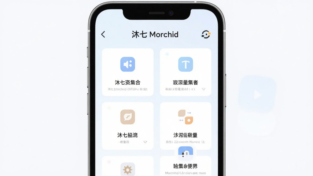 һ��չʾ���� Morchid���Ĺ��ܽ����ͼƬ�����������ֻ���ĻΪ���壬��Ļ����ʾ���� Morchid�Ĺ��߼���ҳ�棬������ܿ�Ƭ�������У�ÿ����Ƭ���м���ͼ�������˵���������С����� Morchid����������������ˬ��Լ����ɫ��ǳɫΪ�������ʸɾ��޶���Ԫ��