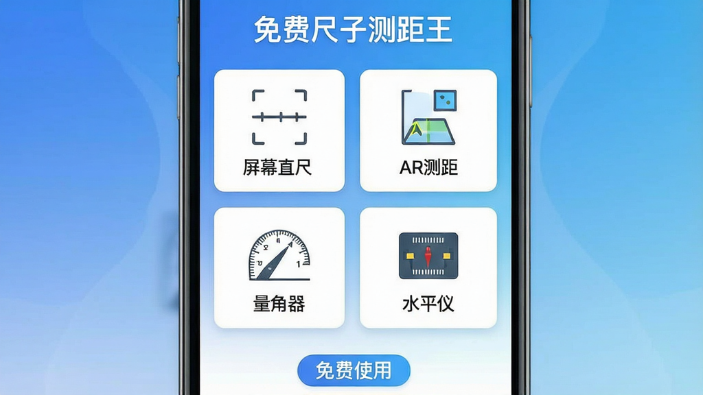 һ��չʾ����ѳ��Ӳ������App�����б���ͼƬ������Ϊ�ֻ���Ļ��ͼ�����Ļ�������������ĸ����ܿ�Ƭ���ֱ�д�š���Ļֱ�ߡ���AR��ࡱ������������ˮƽ�ǡ���ÿ����Ƭ���ж�Ӧ�ļ�Լͼ�꣬����������׽�����ɫ���ײ��С����ʹ�á��ı�ǩ���������ִ���ƽ�����ʸɾ��޶���Ԫ��