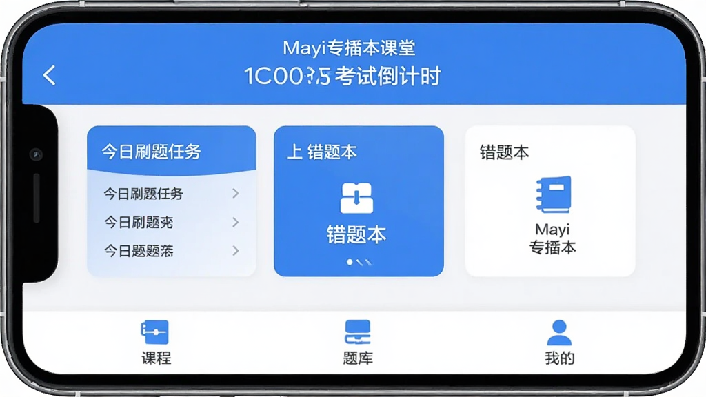 Mayiר�屾���� �ֻ�Ӧ��������չʾ ������ʾ���뿼�Ե���ʱ �м��ǽ���ˢ������Ƭ�ʹ��Ȿ��� �ײ�Ϊ�γ̡���⡢�ҵ�����ѡ� ���岼������ ������ɫ ��ƽ����� ���ɾ���ˬ ���������޶���Ԫ��