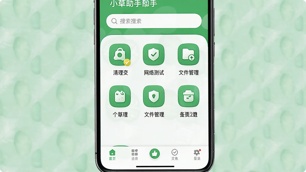 һ���ֻ���Ļչʾͼ�������ǡ�С�����֡�APP�������棬���ּ�࣬�������������м�������״���еĹ���ͼ�꣬����������������ԡ��ļ������ȣ��ײ��ǵ��������Ű����룬������¼�Լ��ϸ����ͼ��Բ������ɫ������ɫ�Ͱ�ɫΪ�������������ɾ����޶���Ԫ�ء�
