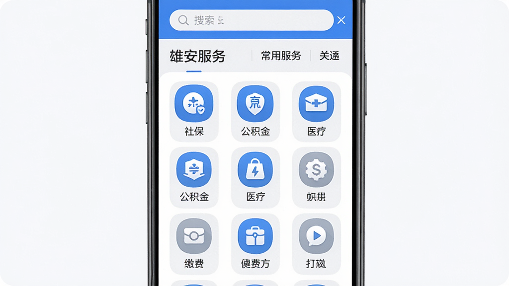 �۰�App�������ҳ��չʾ���ֻ���Ļ����ʾ�Ź������ͼ�꣬�����籣��������ҽ�ơ��ɷѵ���ڣ�ͼ�����Բ��ͳһ����ɫ����ɫ��ǳ��ɫΪ����ҳ�涥�����������ͳ��÷�������ڣ��������룬����ִ���ƽ�����������ɾ�