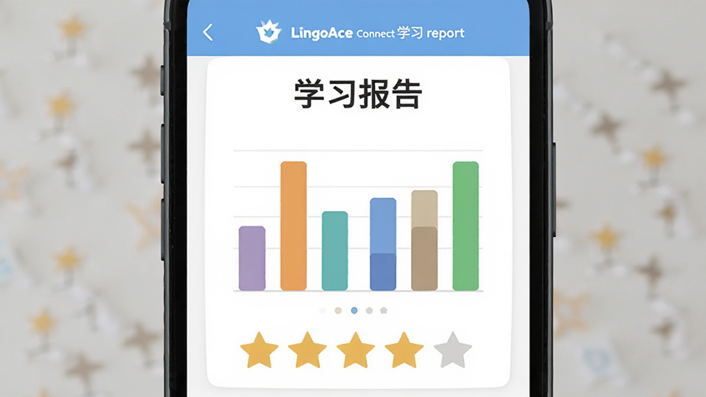 һ��չʾLingoAce Connectѧϰ���湦�ܵ�AI��ͼ��������һ���ֻ���Ļ���棬��Ļ����ʾ����״ͼ���������֣�����д��ѧϰ���棬�����ڻ������У��Ű��࣬����Ǳ�ƽ��UI��ƣ�ϸ���в�ɫ����״��������ǣ����ʸɾ����޶���Ԫ��