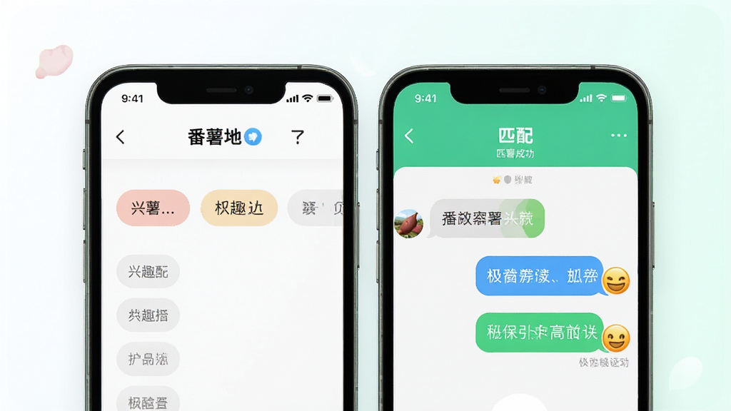 һ��չʾ�������ء�App����ƥ�����칦�ܵ�ͼƬ�������������ֻ���Ļ��д����Ļ����ʾ�������ء���Ȥ��ǩѡ������ƥ��ɹ��������Ի��򣬶Ի��������������ݺͱ���ͼ�꣬�����Ǽ���ǳɫ���䣬��������ִ���ϸ�����������ʸɾ��޶���Ԫ��