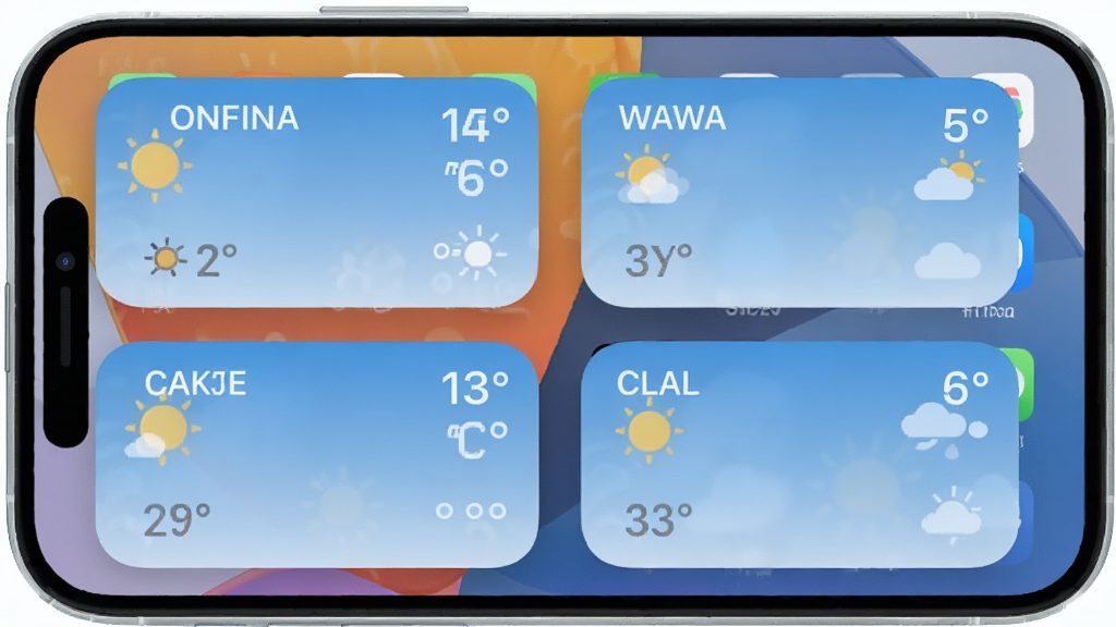 һ��չʾ׼�������App����й���������С������ܵ�ͼƬ���������ֻ������ж������С������ֱ���ʾ��ͬ�������ƺ��¶ȣ��������ֻ�����Ļ������ִ���ƽ��ϸ��Բ�󣬻��������޶���Ԫ��