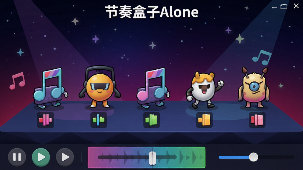 �������Alone ����������ȫòչʾ�����������Ƕ����ͨ���ֽ�ɫ��������̨�ϣ�ÿ����ɫ�·��ж�Ӧ�Ľ���ͼ�꣬��������ɫ�����ǿշ�񣬶�����ʾ�������ơ��������Alone�����ײ��в��ſ��ư�ť��������ڻ��飬���岼���������������ִ������ʸɾ��������޶���Ԫ��