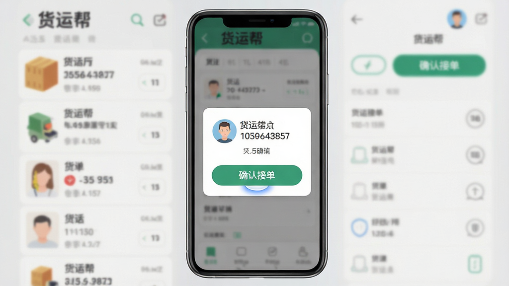 һ��չʾ���˰�Appͨ��ȷ�Ͻӵ�������ֻ�����ͼ���������ֻ���Ļ����Ļ����ʾһ���ӵ�ȷ�ϵ����������л���ͷ�񡢵绰����͡�ȷ�Ͻӵ�����ť��������ģ���Ļ�Դ����ҳ�����־��У��Ű��ࡣ���Ϊ�ִ���ƽ����ƣ�ϸ���ϰ�ť�а�ѹ�����У��������������ʸɾ����޶���Ԫ�أ�ͼƬ�����ְ��������˰��