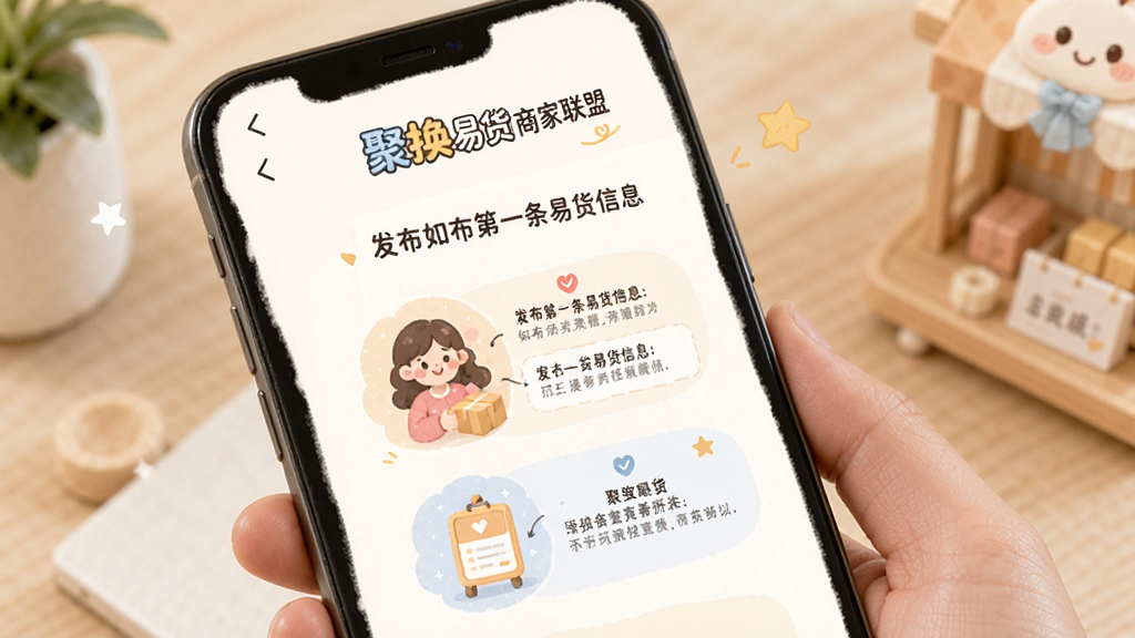 �ۻ��׻��̼��������ֲ����������棬����չʾ�ֻ���Ļ�ϵ�app����ҳ���С��ۻ��׻��̼����ˡ���logo����Ļ�����Ƿֲ����ͼ�Ľ̳̣���ʾ�û���η�����һ���׻���Ϣ������Ѻ����У�ɫ����ͣ����ּ�࣬����������