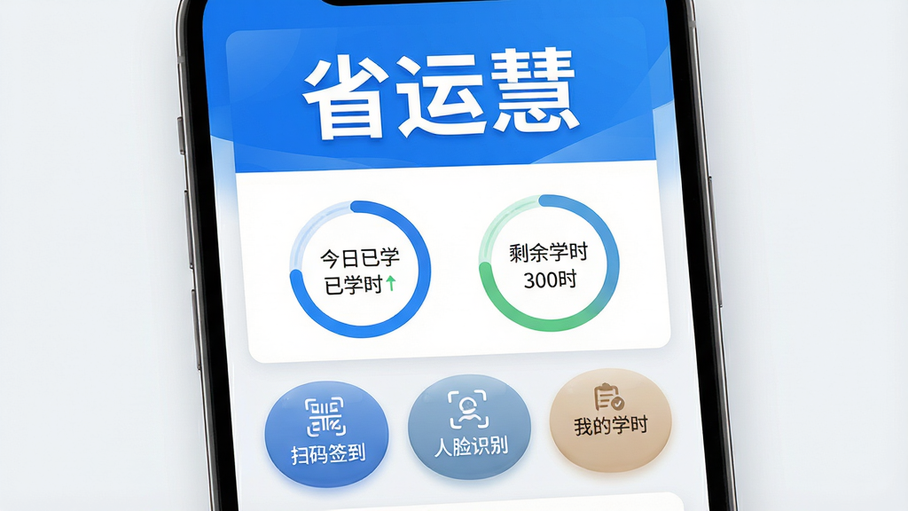 һ���ֻ���Ļ��д����Ļ������ʾ��ʡ�˻ۡ�Ӧ�������棬���涥������Ŀ����ɫ���д�š�ʡ�˻ۡ��������֣��м�������ʾ������ѧѧʱ��ʣ��ѧʱ��Բ�ν��������·��ǡ�ɨ��ǩ����������ʶ�𡱡��ҵ�ѧʱ��������ť����ťԲ�����ʸУ�������ǳ�Ұ�ɫ�����岼�ָɾ���ˬ������ִ���ƽ����ϸ�ھ��£����ʸ��壬�޶���Ԫ��