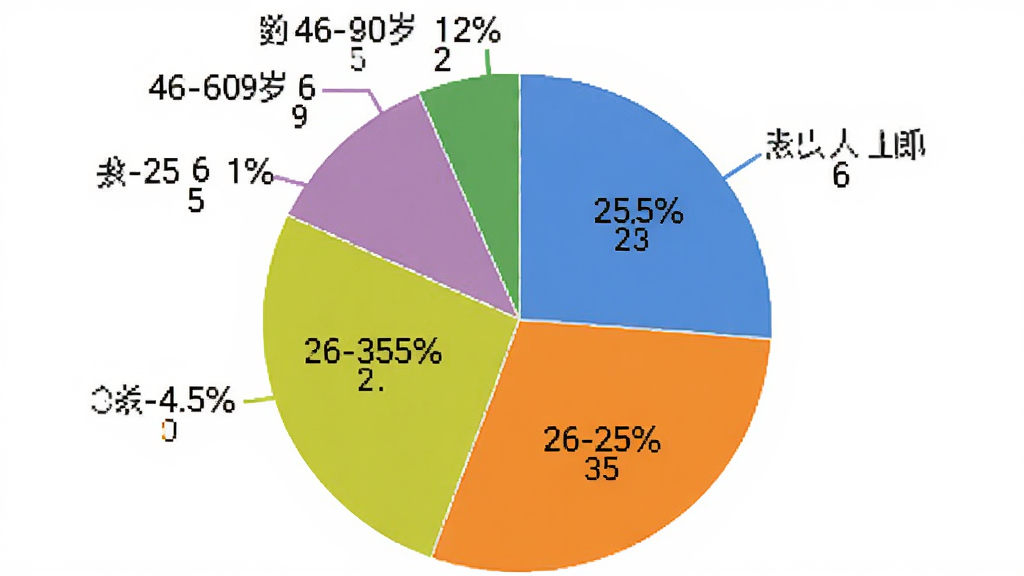 即购享生活用户年龄分布饼状图,显示18-25岁占比25%,26-35岁占比35%,36-45岁占比22%,46-60岁占比12%,60岁以上占比6%,图表配色清晰,标签明确,画质干净无多余元素