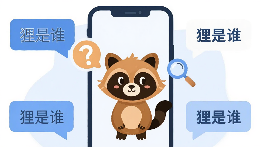 һ�ű�ƽ���������ֲ廭������������һ�������ֻ����ֻ���Ļ����ʾ��һֻ�ɰ��Ŀ�ͨ��è������è�Ա����ʺźͷŴ󾵵�ͼ�꣬�ֻ���Χ�����ż������Ĺ������ݣ�������д�š�����˭�������֣�������ɫ������Ϊ������׺һЩ��͵ĳ�ɫ�������ɾ��޶���Ԫ�أ���������������ִ��ɰ�