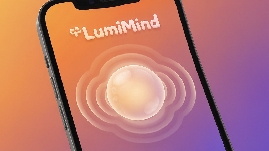 LumiMind �����������棬�ֻ���Ļ������һ���������͹��򣬹�����Χ�к�������Ļ��β��ƣ������ǽ����ů��ɫ����ɫ����Ļ�Ϸ���
