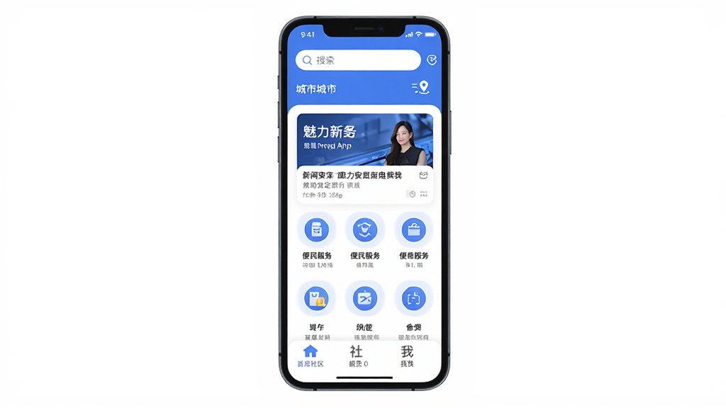 ��������App������ȫòչʾ�������������ֻ���Ļ����Ļ����ʾ��������Ӧ����ҳ���������������ͳ��ж�λ��ʶ���м���������Ѷ��Ƭ�ͱ������ͼ�����񣬵ײ�Ϊ��ҳ���������ҵ��ĸ�ѡ������岼�ּ��������������Ϊ��ɫ��������ִ���ƽ��ϸ��Բ�󣬻��ʸɾ��޶���Ԫ��