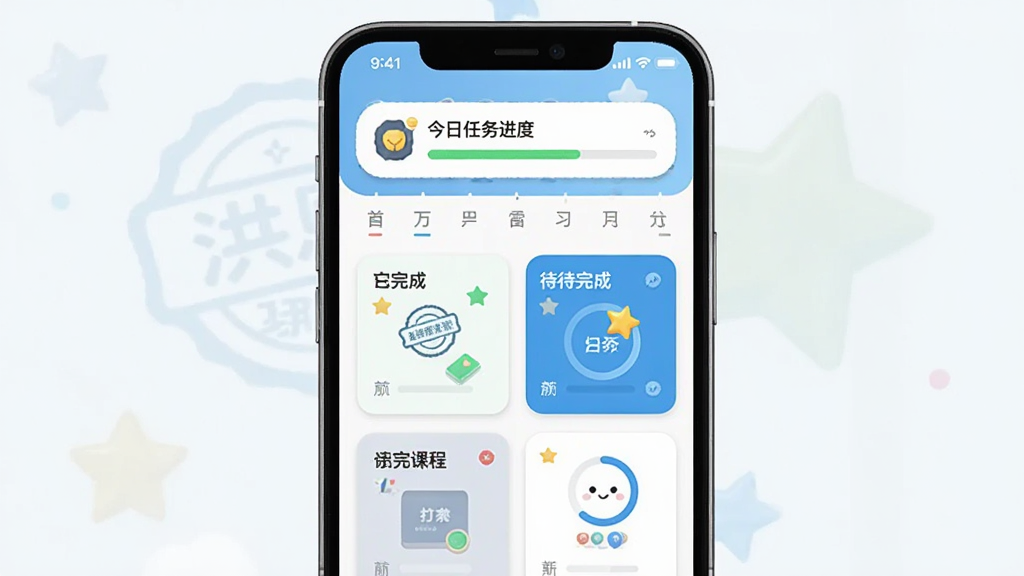 �������Ӣ��ÿ��ѧϰ�ƻ����棬����������������ʽ�������б�������Ϊ�ֻ�����չʾ���Ϸ���ʾ����������ȣ��м�������ɺʹ���ɵĿγ̿�Ƭ���������ˬ�Ŀ�Ƭʽ��ƣ�ϸ�ڰ�����ӡ�¡����ǽ����ͽ��Ȼ������ʸɾ��޶���Ԫ��
