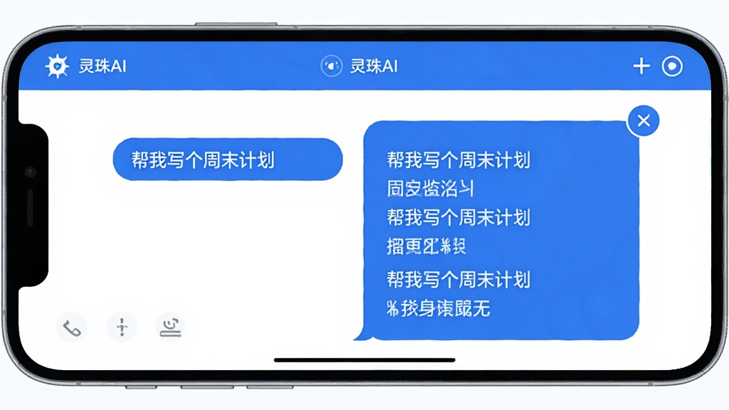 ������һ���ֻ�����չʾ������AI���Ի����棬������û����͵ġ�����д����ĩ�ƻ������Ҳ���AI�ظ�����ϸ�ƻ��б�������������Ϊ��ɫ������������Բ�󣬱����ɾ�������Լ�ִ��������������޶���Ԫ��