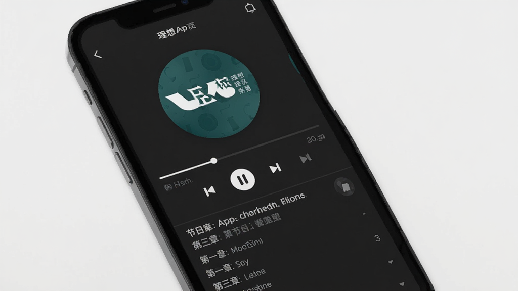 ������App��Ŀ����ҳ���ֻ���Ļ��ʾ��Ƶ���Ž��棬�м���Բ�ν�Ŀ���棬�·��н������Ͳ��ſ��ư�ť�����·��ǽ�Ŀ�����½��б�������Ϊ��ɫģʽ����������������Լ���ȣ����ʸɾ��޶���Ԫ��