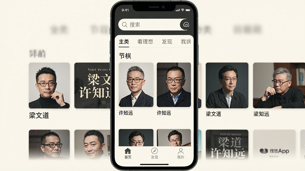 ������App������ȫò���ֻ���Ļ��ʾ��Ŀ�Ƽ��б����������������ͷ����ǩ���м������ĵ�����֪Զ�������˵Ľ�Ŀ���濨Ƭ���ײ�����������ҳ�����֡��ҵĵ�ͼ�꣬������ɫ���װ׺����Ϊ�������ָɾ���࣬��������ִ��������������޶���Ԫ��