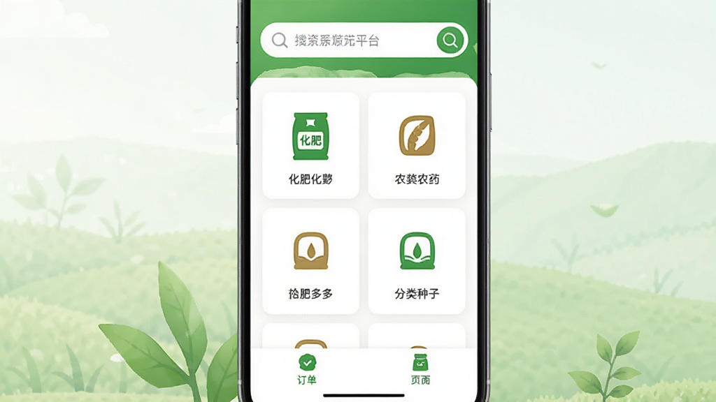�ʶ�� ũ�ʲɹ�����ƽ̨ �ֻ�App������ ��ɫ���·�� ���������� �м���ʾ����ũҩ���ӷ���ͼ�� �ײ��������ҵ�ҳ�� ���岼�ּ�� ���ʸɾ� �޶���Ԫ��