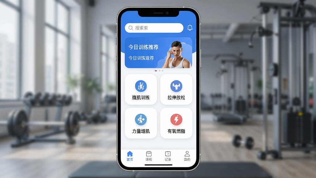 �պϽ���APP������չʾ�������������ֻ���Ļ����Ļ����ʾ�պϽ���Ӧ����ҳ���������������ͽ���ѵ���Ƽ���Ƭ���м��Ƿ���ͼ���������ѵ����������ɡ���������������ȼ֬���ײ�������Ϊ��ҳ���γ̡���¼���ҵ��ĸ�ѡ��������������ɫ������ִ���࣬ϸ��Բ�󣬻��ʸɾ������޶���Ԫ��