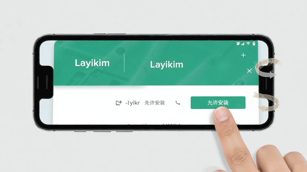 LayikimӦ�õ����ֲ���ʾ��ͼ��������һ���ֻ���Ļ��ʾLayikim�İ�װ���棬�Ա�����ָ�����������װ���Ķ���ʾ�⣬������ǳ��ɫ������࣬�����������޶���Ԫ��