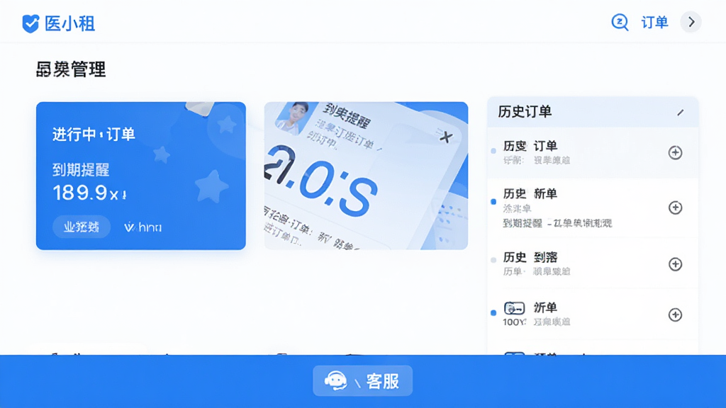 ��ҽС�⡱Ӧ�ö�������ҳ�棬չʾ�����ж�����Ƭ���������ѡ���ʷ�����б����ײ��пͷ���ڣ������࣬��Ϣ�������룬������ɫ����������