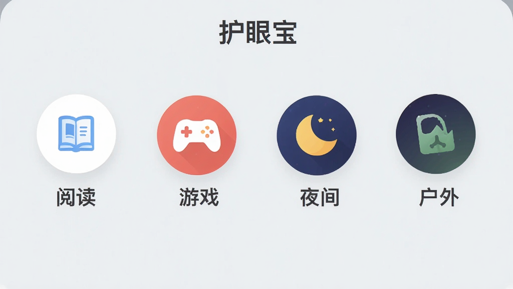 ���۱�App���ĳ����л����棬�ֻ���Ļ������ʾ�Ķ�����Ϸ��ҹ�䡢�����ĸ�Բ��ͼ�갴ť��ÿ����ť�·��ж�Ӧ�ĳ������ƣ���Ļ������
