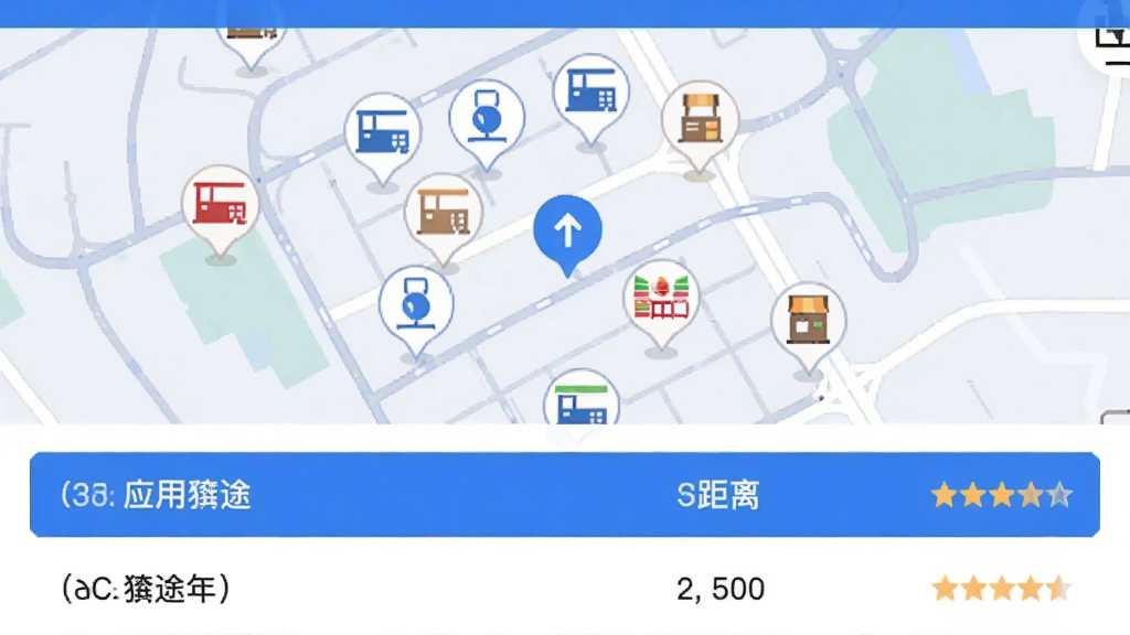 ��;Ӧ���ܱ߲�ѯ���ܽ��棬��ͼ�ϱ�ע�������վ�ͱ�����ͼ�꣬�·��б���ʾ�������ơ����롢���֣�����������ɫ��Ϊ��������������������ִ������ʸɾ��޶���Ԫ��