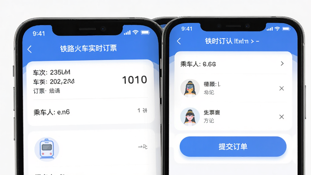 AI����ͼƬ�������ǡ���·��ʵʱ��Ʊ��APP�Ķ�Ʊȷ��ҳ�棬��������ʾ������Ϣ���˳����б����ύ������ť���Ű�����������ִ���ƽ��ϸ���ϰ�ť��Բ����ƣ����ʸɾ����޶���Ԫ��