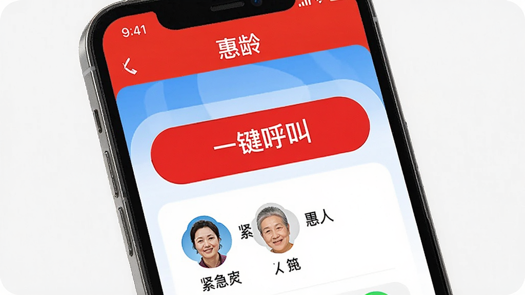 �ֻ���Ļ��ʾ�����䡱Ӧ�õĽ���������棬һ����Ŀ�ĺ�ɫ��ťռ����Ļ���룬��ť��д�š�һ�����С����·���ʾ�����õĽ�����ϵ��ͷ������֣�������࣬ɫ�ʶԱ�ǿ�ң����ʸɾ����޶���Ԫ��