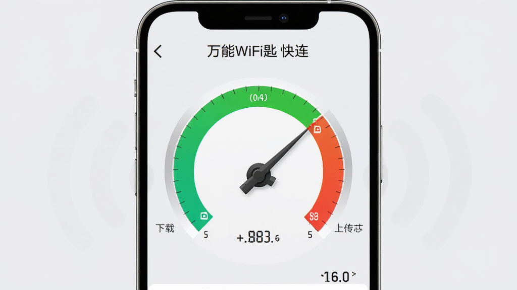 �ֻ���Ļ��ʾ������WiFi�׿������Ĳ��ٽ��棬һ������Բ���Ǳ��̣�ָ��ָ����������Ա���ʾ�����ٶȺ��ϴ��ٶȵ����֣�����Ϊǳ��ɫ�����ֶԳƣ�����ִ���ϸ�����������ʸɾ����޶���Ԫ��
