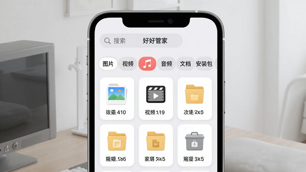 �úùܼ��ļ��������棬�ֻ���Ļչʾ�����ǩ����������ͼƬ������Ƶ������Ƶ�����ĵ�������װ������ѹ���������·��г���Ӧ�ļ�����ͼ�ʹ�С��Ϣ��������������͡��úùܼҡ�������������ÿ�Ƭʽ���֣�Բ����ƣ�����Լ�ִ�������������������Ԫ��