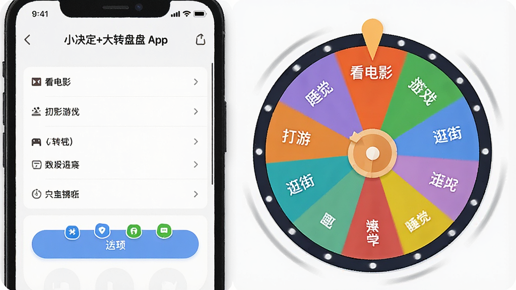 һ�š�С����+��ת�̡�App����չʾͼ������������Զ���ѡ��ı༭���棬�Ҳ���һ��������ת�Ĳ�ɫת�̣�ת�����С�����Ӱ��������Ϸ������֡���˯���������֣������ǰ�ɫ��������岼�����������ʸɾ��޶���Ԫ��